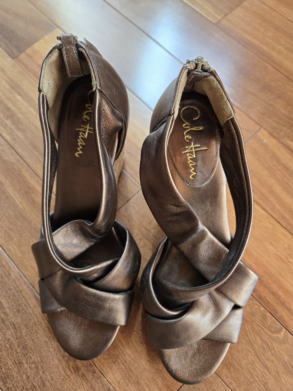 Cole Haan 7 Air Delfina Metallic Brown Wedge Sandals